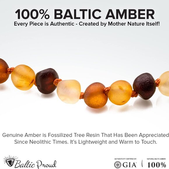 Amber Necklace and Bracelet Set Unisex 12.5 & 5.5 Inches Certified Quality Gift - Picture 2 of 6